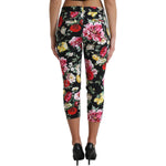 Dolce & Gabbana Black Floral Print Mid Waist Cropped Pants PAN74948-40