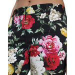 Dolce & Gabbana Black Floral Print Mid Waist Cropped Pants PAN74948-40