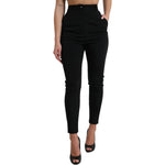 Dolce & Gabbana Black Wool Stretch High Waist Skinny Pants PAN74963-40