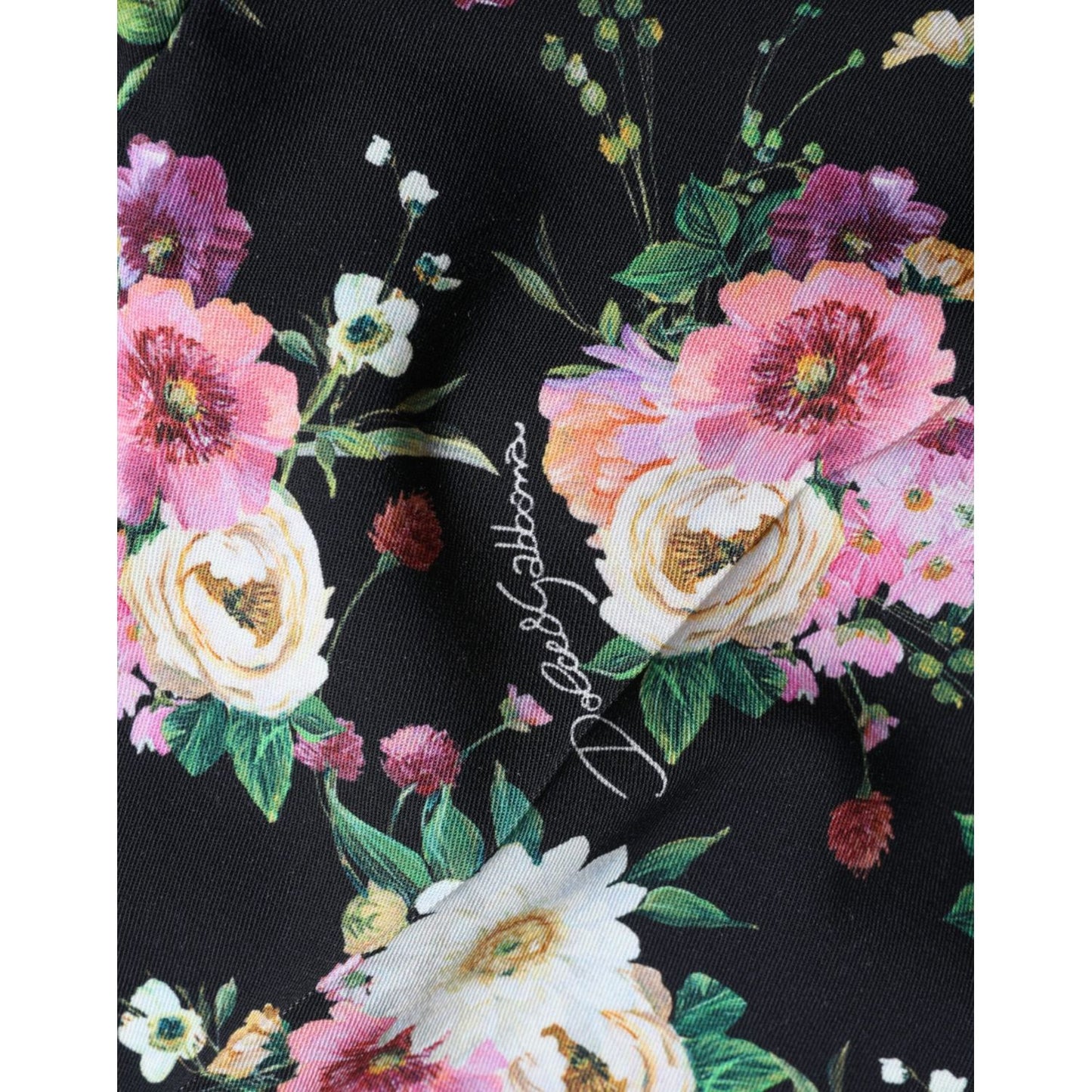 Dolce & Gabbana Black Floral Wool High Waist Wide Leg Pants PAN74959-40