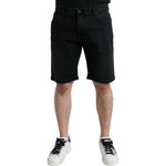 Dolce & Gabbana Black Cotton Stretch Bermuda Denim Shorts PAN74992-58