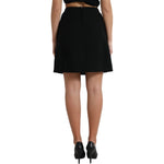 Dolce & Gabbana Black Wool Button High Waist Aline Mini Skirt SKI1942-40