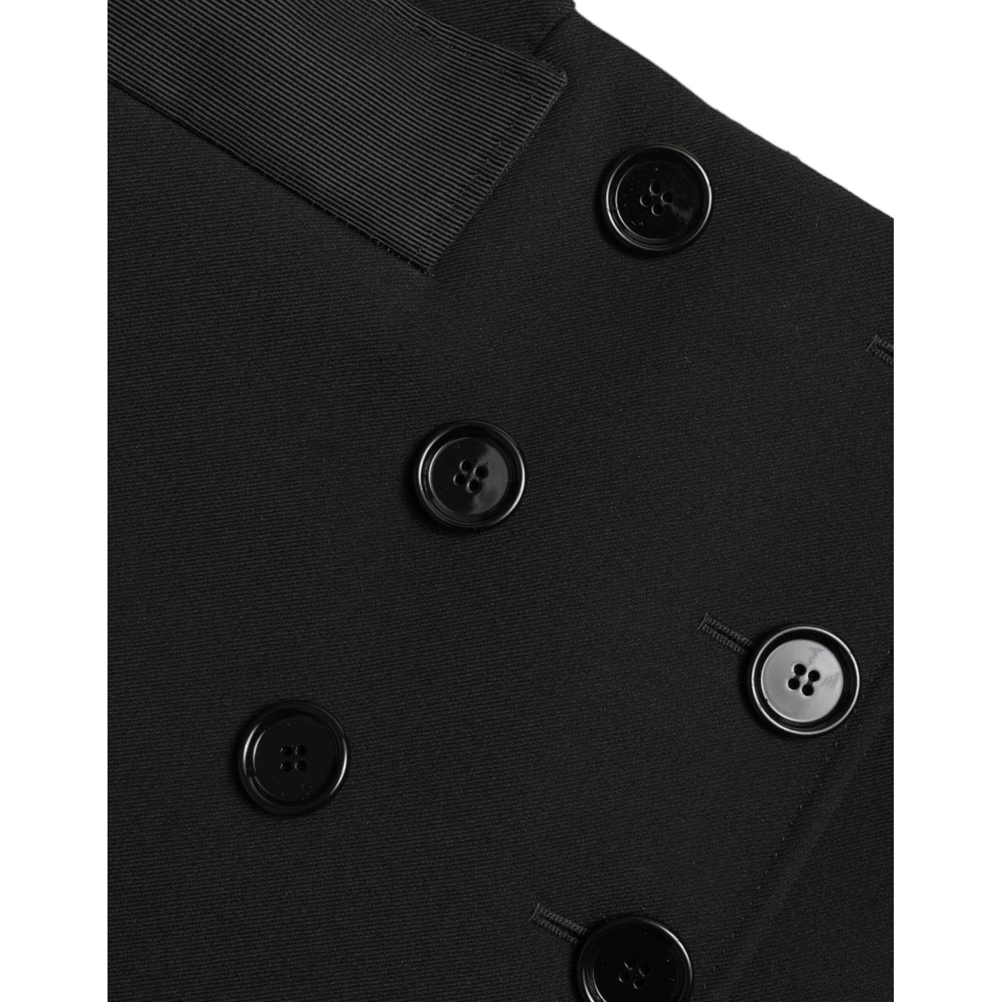 Dolce & Gabbana Black Wool Button High Waist Aline Mini Skirt SKI1942-40