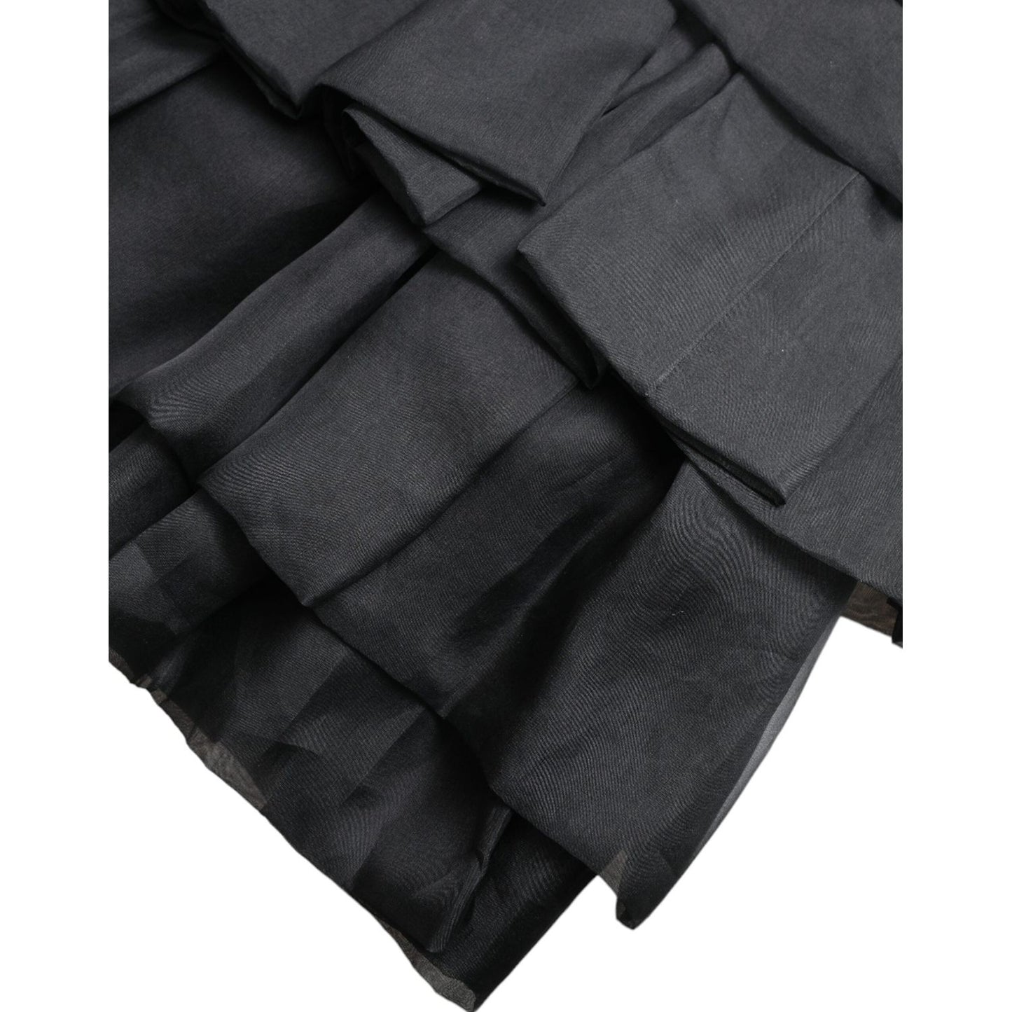 Dolce & Gabbana Black Tiered Aline High Waist Silk Mini Skirt SKI1949-40