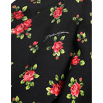 Dolce & Gabbana Black Rose Print High Waist A-line Mini Skirt SKI1950-40
