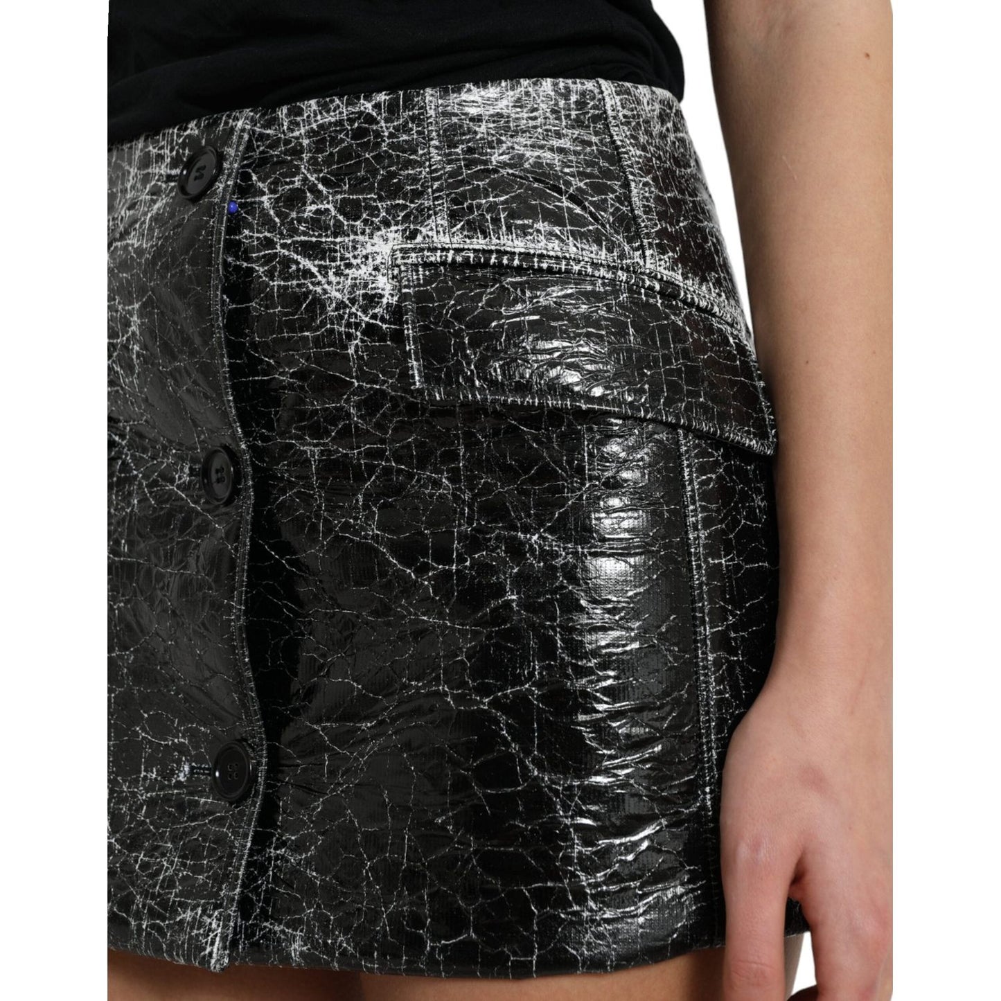 Dolce & Gabbana Black Cotton Blend High Waist Mini Skirt SKI1967-40