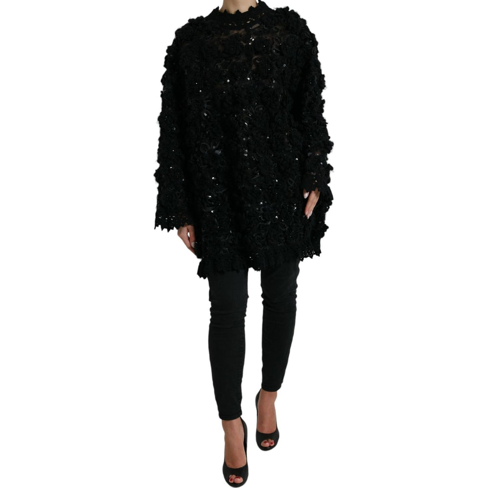 Dolce & Gabbana Black Sequined Embellished Pullover Sweater TSH84208-40