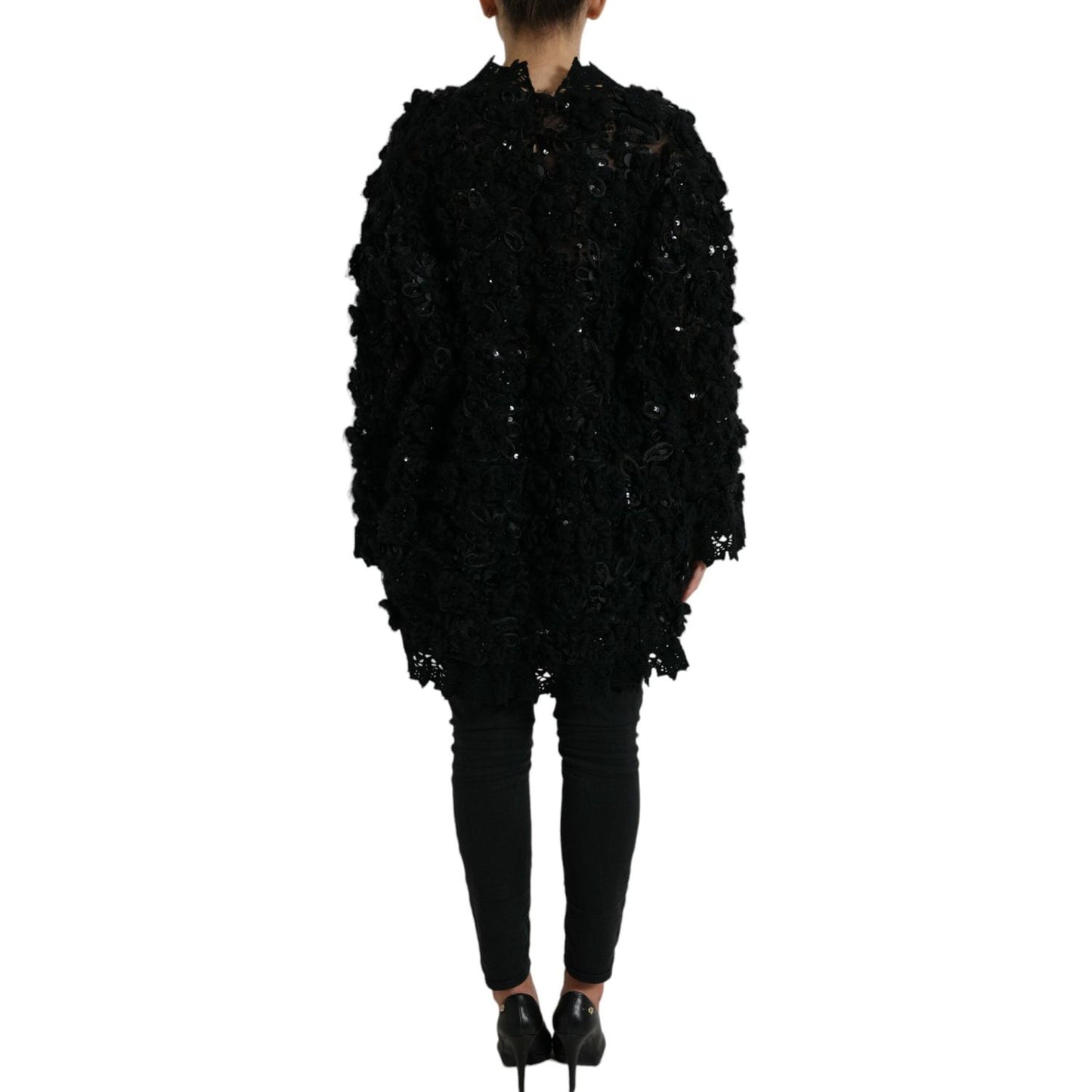 Dolce & Gabbana Black Sequined Embellished Pullover Sweater TSH84208-40