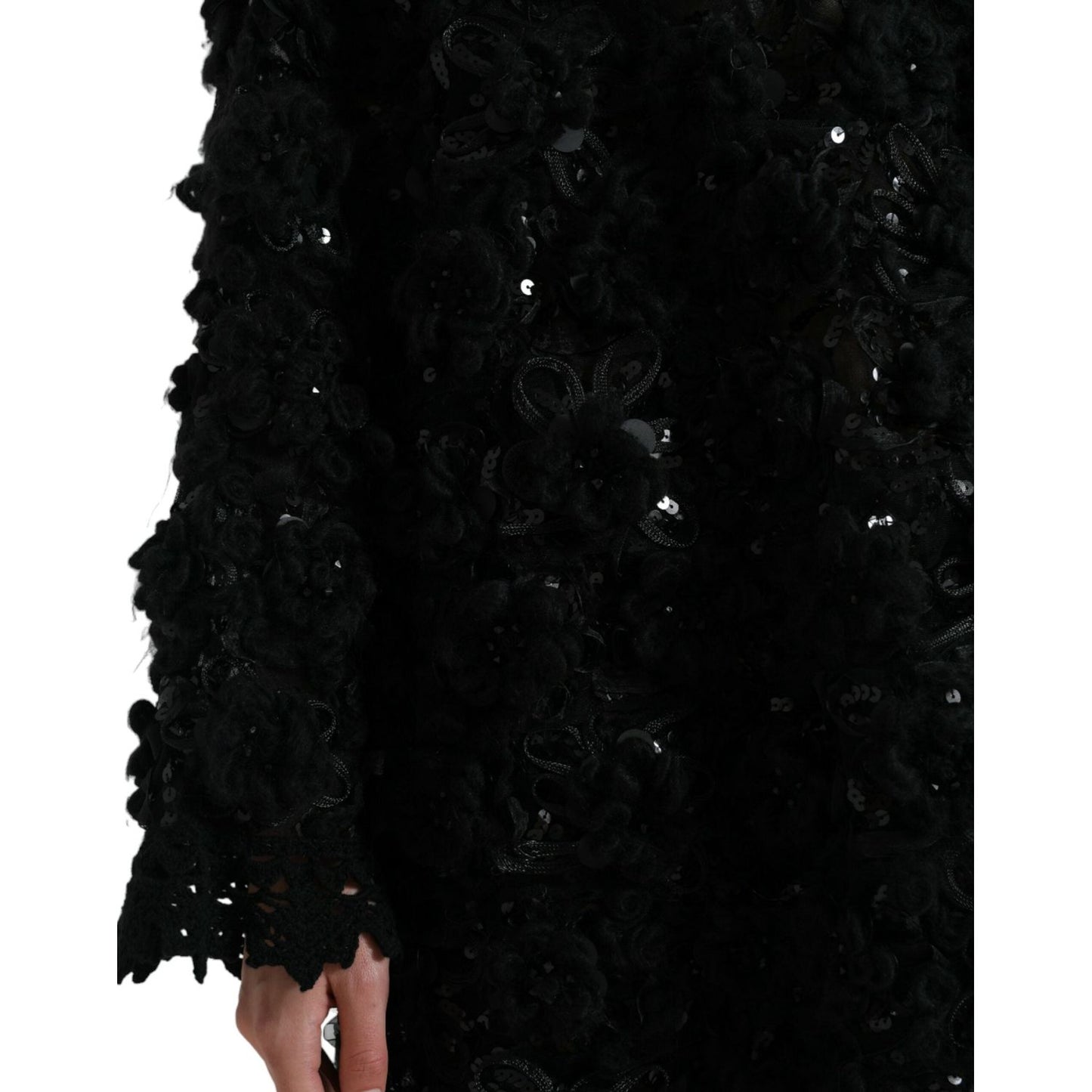 Dolce & Gabbana Black Sequined Embellished Pullover Sweater TSH84208-40