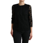 Dolce & Gabbana Black STAFF Blouse Floral Lace Nylon Top TSH84236-42
