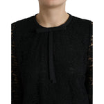 Dolce & Gabbana Black STAFF Blouse Floral Lace Nylon Top TSH84236-42