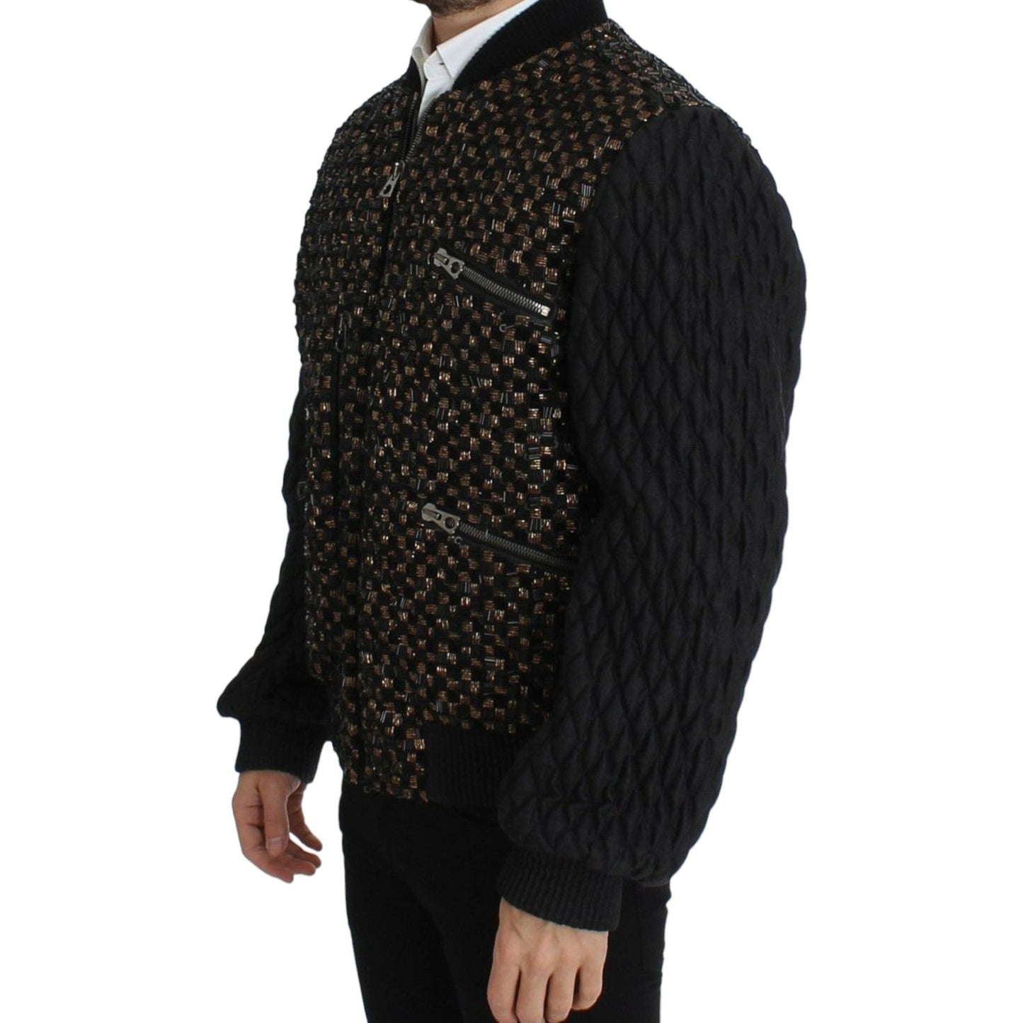 Dolce & Gabbana Black Sequined Goatskin Jacket SIG12189-1