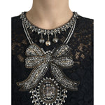 Dolce & Gabbana Black Lace Crystal Embellished Sheath Dress DR281121-36