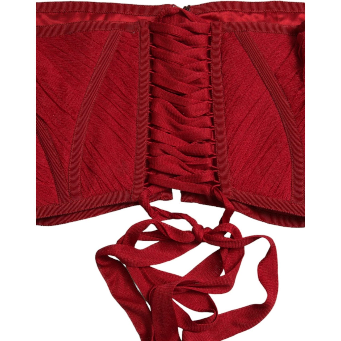 Dolce & Gabbana Red Silk Belt Waist Lace Up Strap Corset TSH83755-42