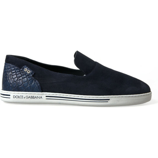 Dolce & Gabbana Blue Suede Caiman Loafers Saint Tropez Shoes