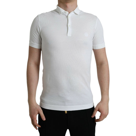 Dolce & Gabbana White Collared Short Sleeve Crown T-shirt