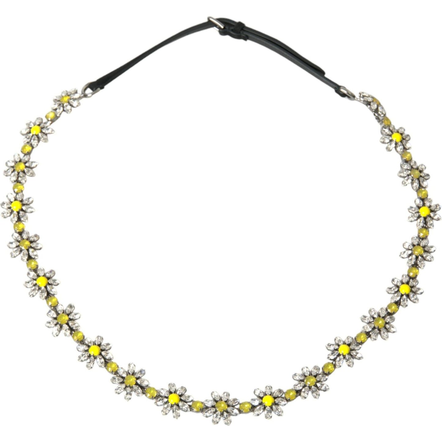 Dolce & Gabbana Black Daisy Crystal Dauphine Waist Belt WMB304-95