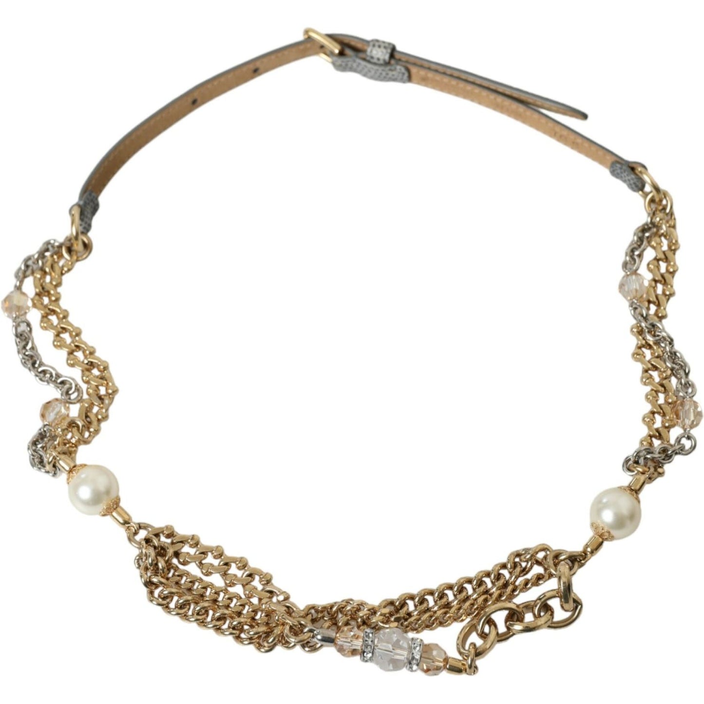 Dolce & Gabbana Blue Braided Gold Brass Chain Waist Belt WMB315-XL