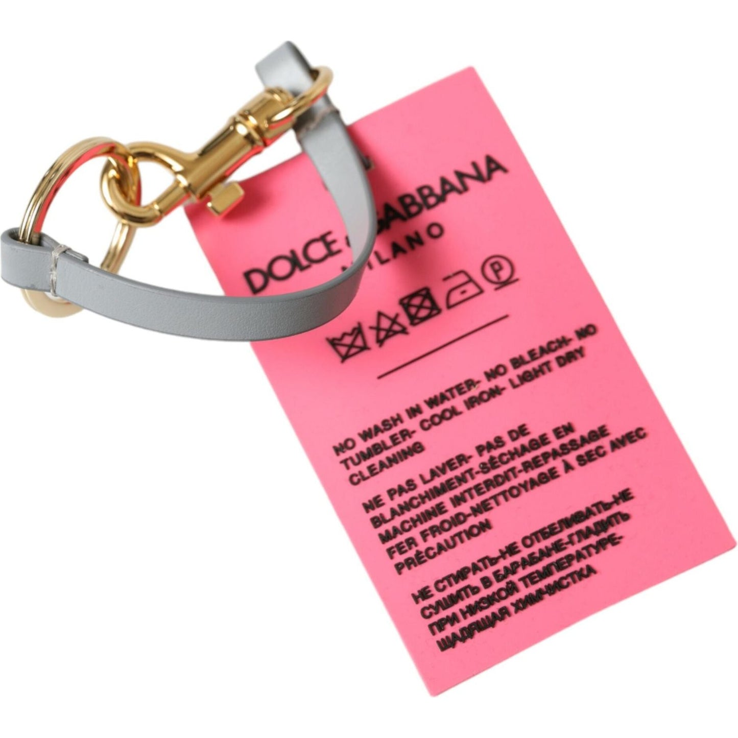 Dolce & Gabbana Pink Silicone DG Logo Gold Brass Keychain SMY101333