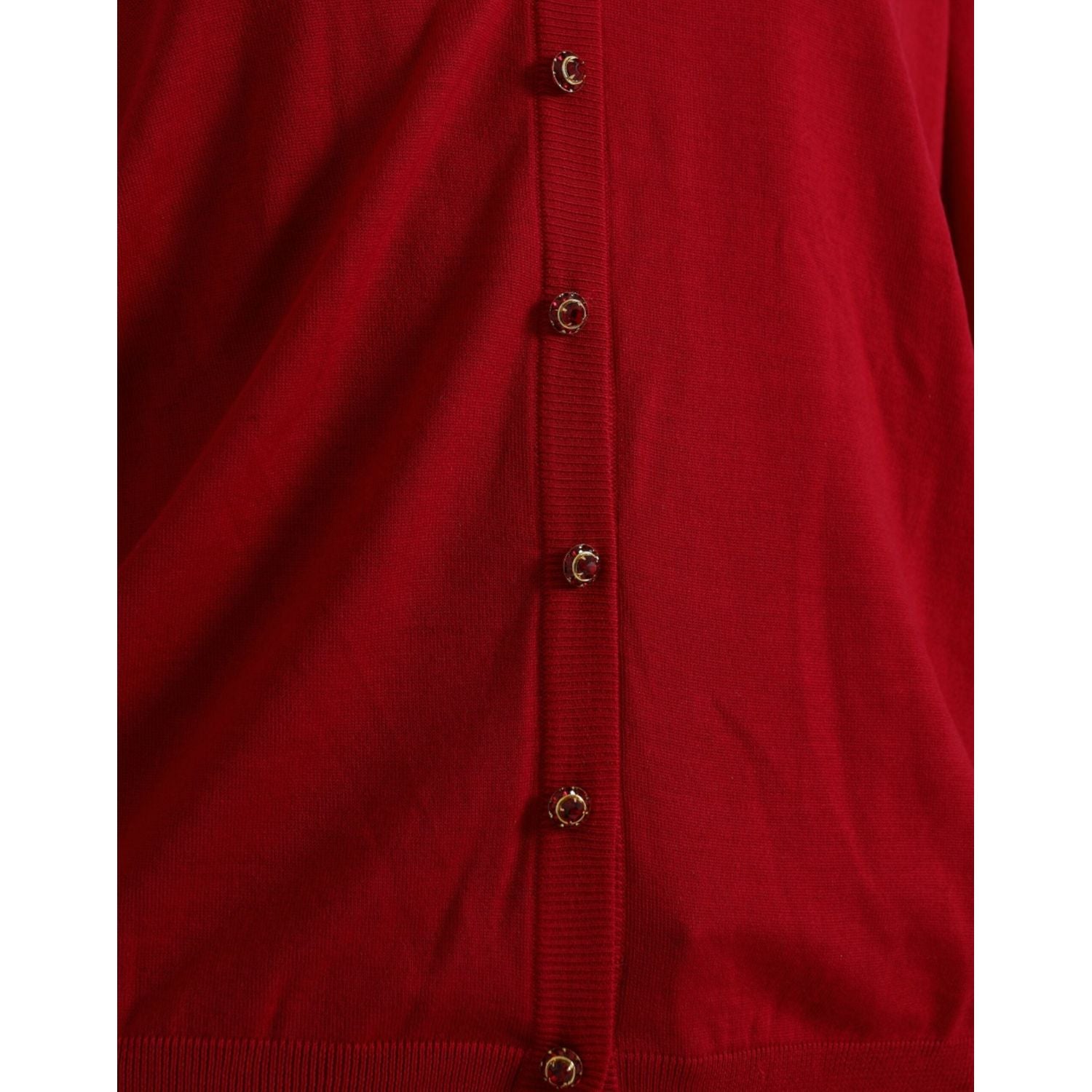 Dolce & Gabbana Red Wool V-neck Buttoned Cardigan Sweater