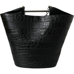 Balenciaga Black Exotic Skin Leather Maxi Bucket Tote Purse Bag BAG1177