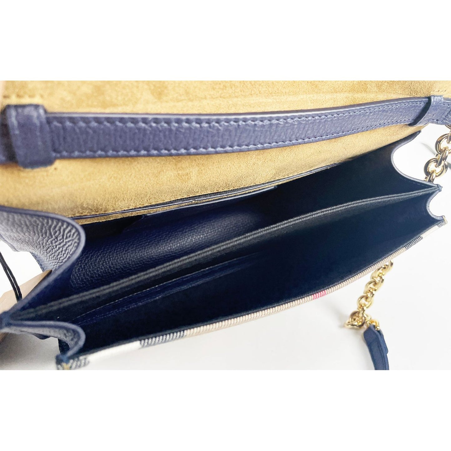 Burberry Macken Small Regency Blue House Check Leather Crossbody Bag 84417