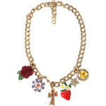 Dolce & Gabbana Gold Chain Rose Cross Strawberry Star Pendant Necklace SMY101443