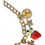 Dolce & Gabbana Gold Chain Rose Cross Strawberry Star Pendant Necklace SMY101443