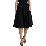 Dolce & Gabbana Black High Waist A-line Knee Length Skirt SKI1993-38