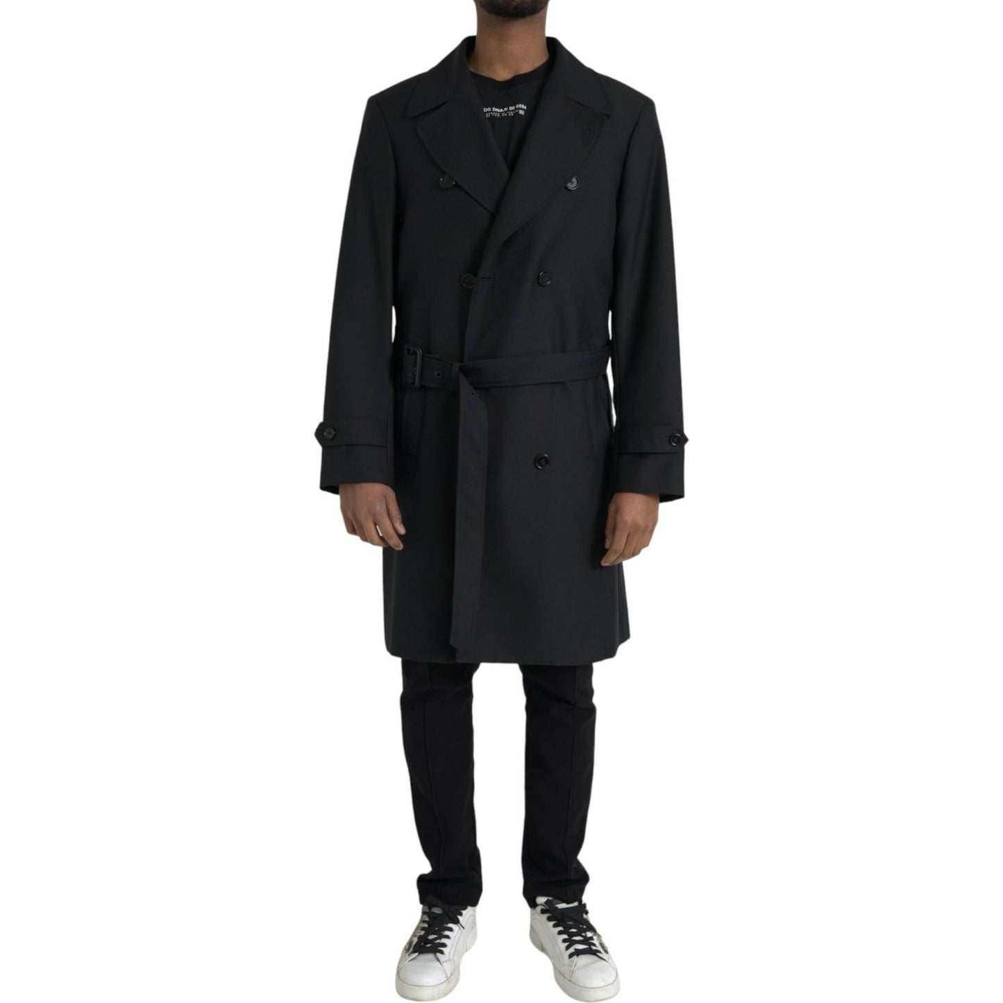 Dolce & Gabbana Black Double Breasted Trench Coat Jacket JKT3857-50