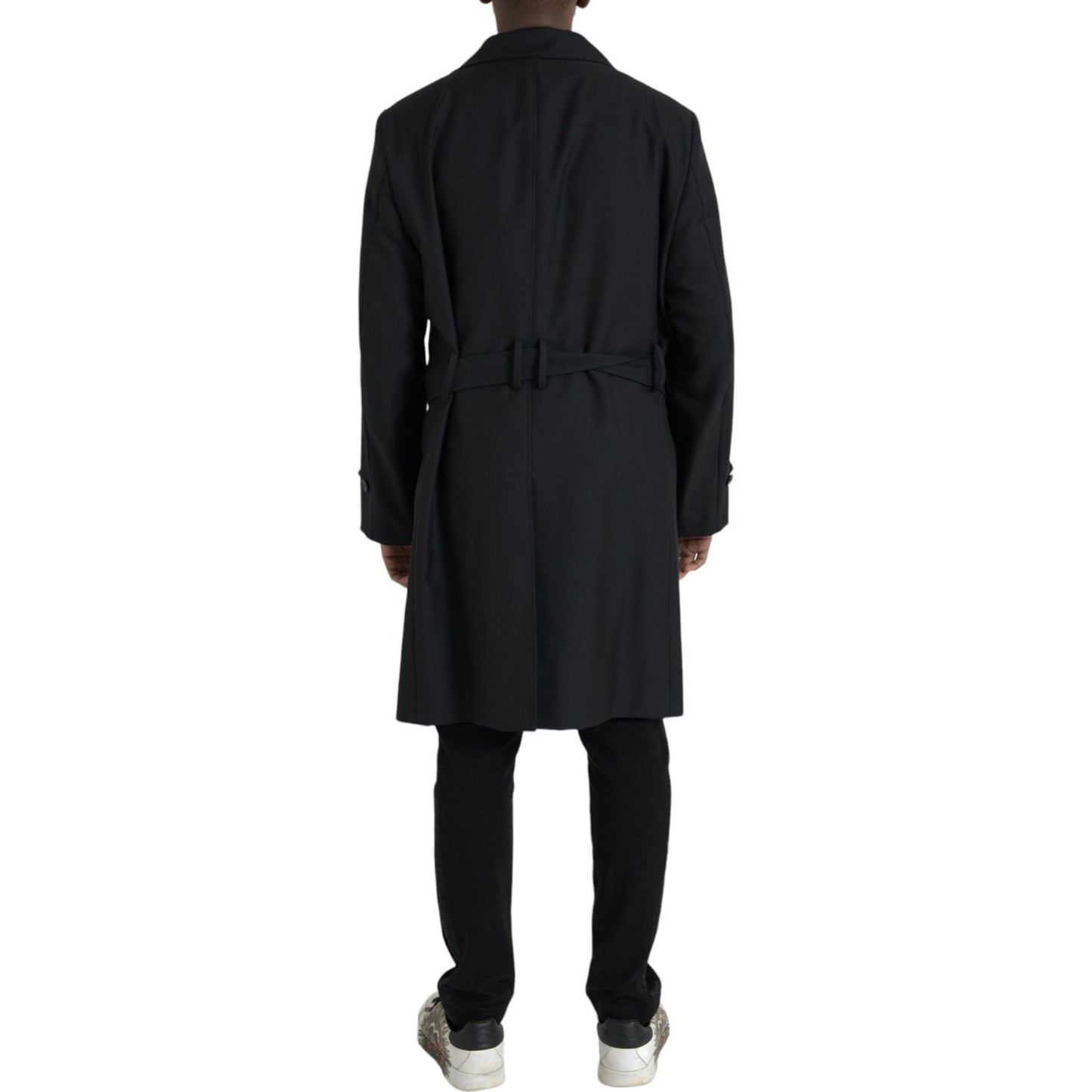 Dolce & Gabbana Black Double Breasted Trench Coat Jacket JKT3857-50