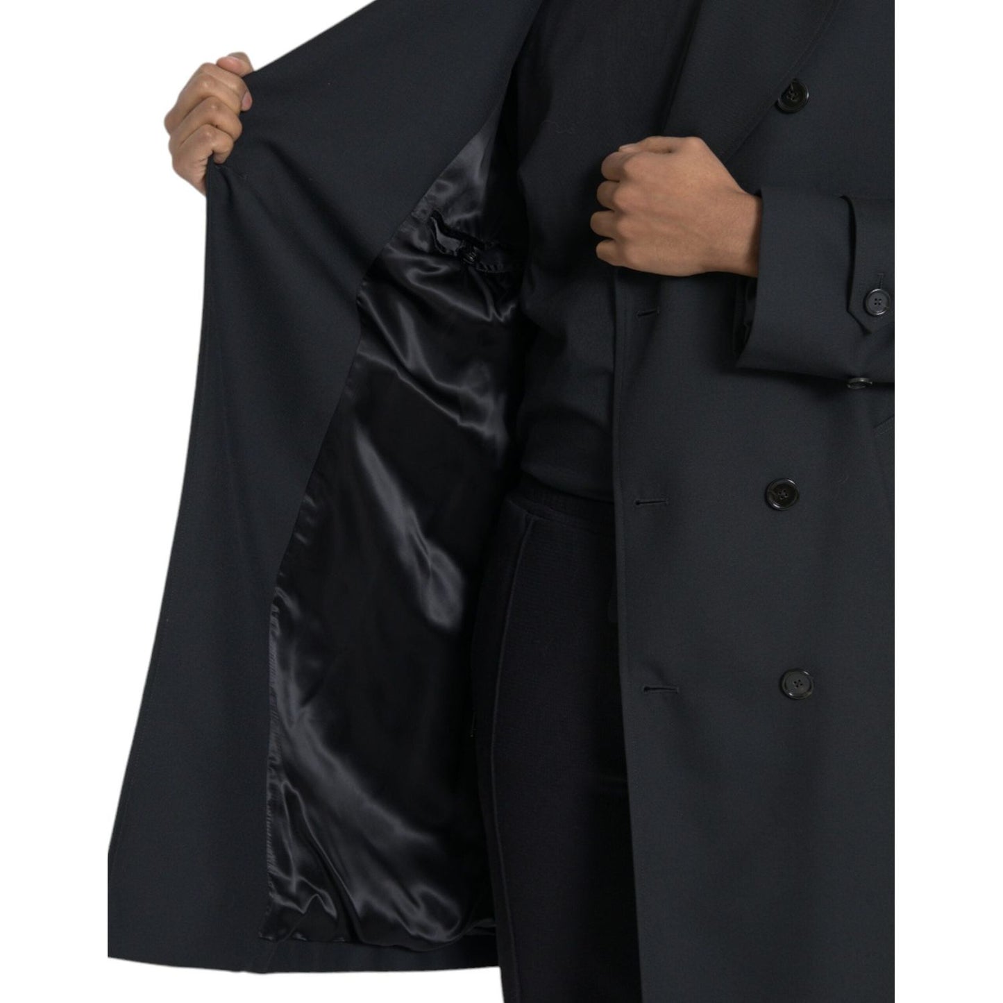 Dolce & Gabbana Black Double Breasted Trench Coat Jacket JKT3857-50