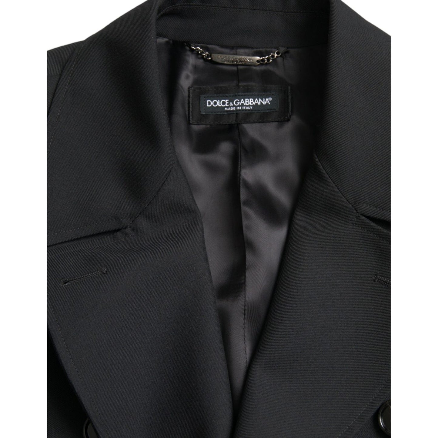 Dolce & Gabbana Black Double Breasted Trench Coat Jacket JKT3857-50