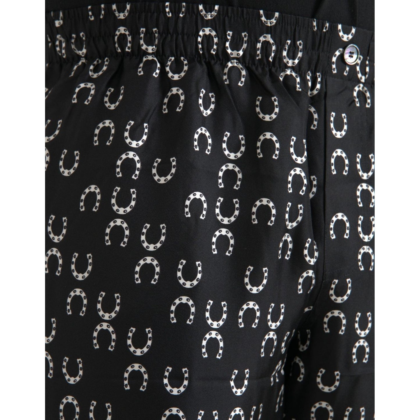 Dolce & Gabbana Black Horseshoe Print Silk Pants PAN75282-48