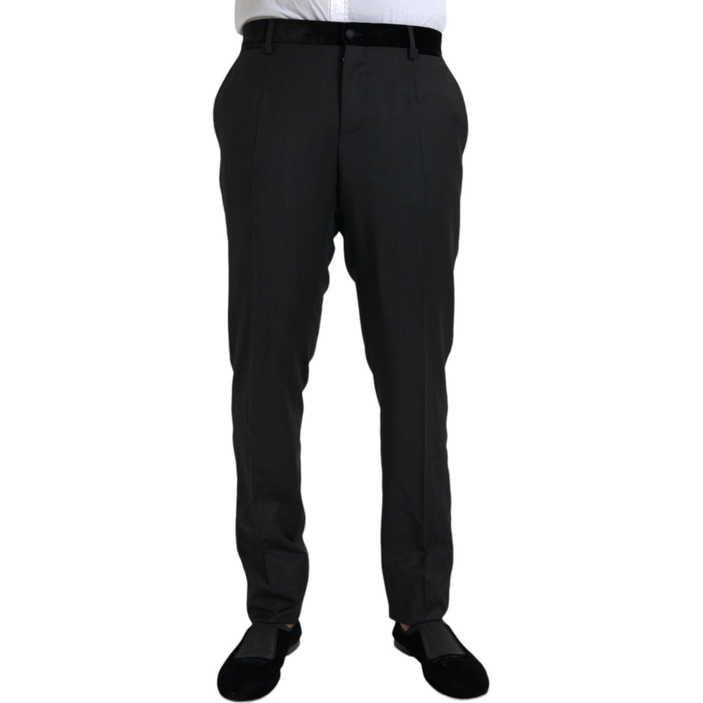 Dolce & Gabbana Black Silk Men Skinny Dress Pants PAN75330-54