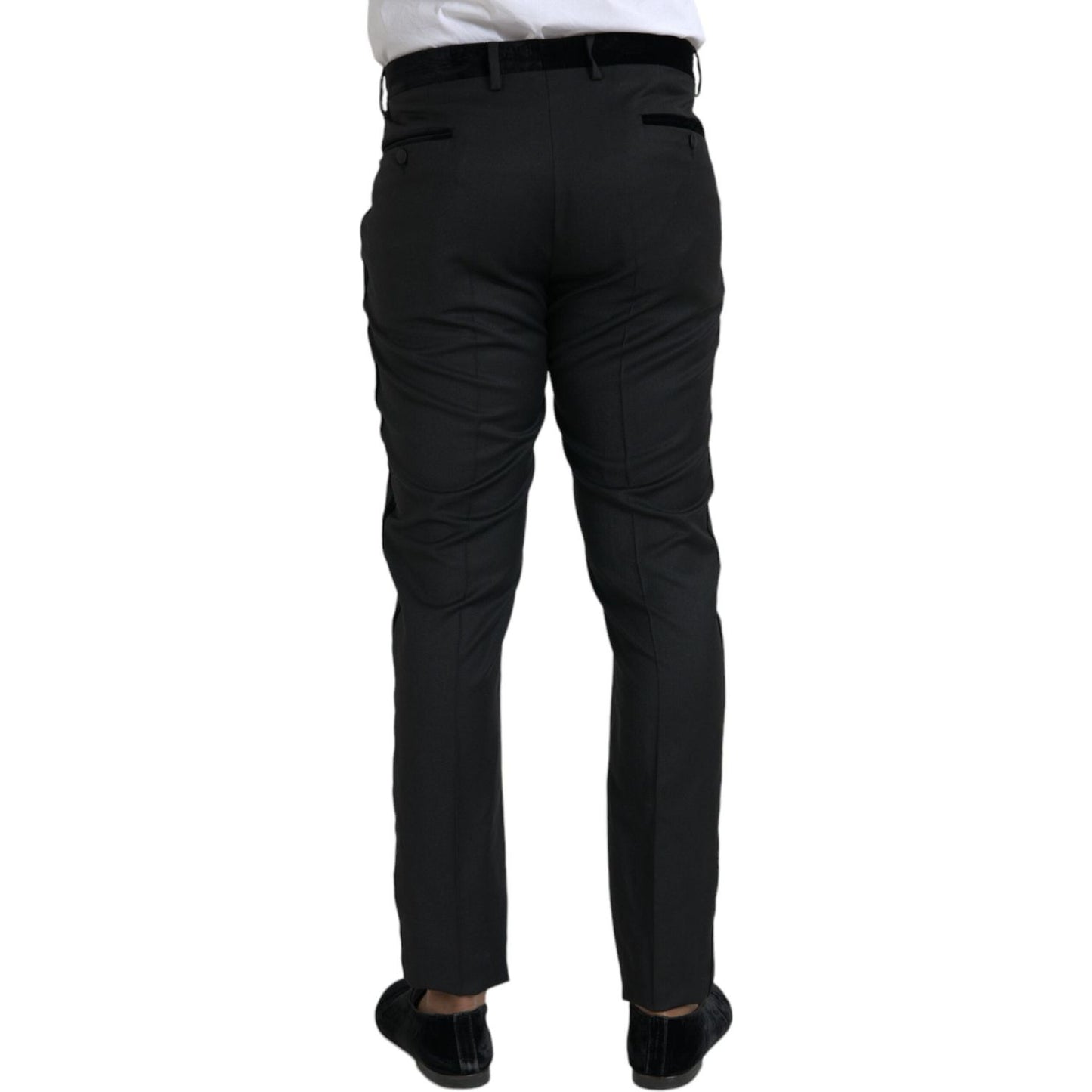 Dolce & Gabbana Black Silk Men Skinny Dress Pants PAN75330-54