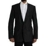 Dolce & Gabbana Black Wool Notch SingleBreasted Coat Blazer JKT4017-54