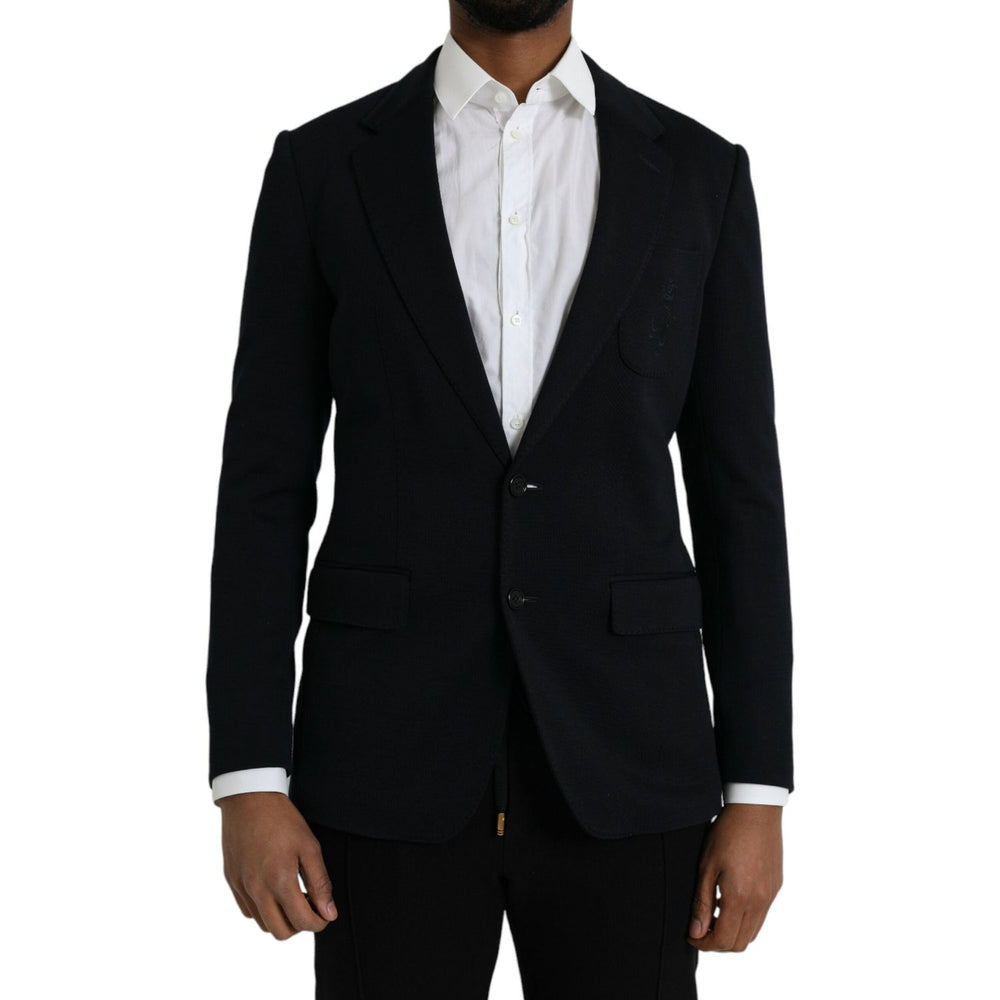 Dolce & Gabbana Black Wool Notch Single Breasted Coat Blazer JKT4041-50
