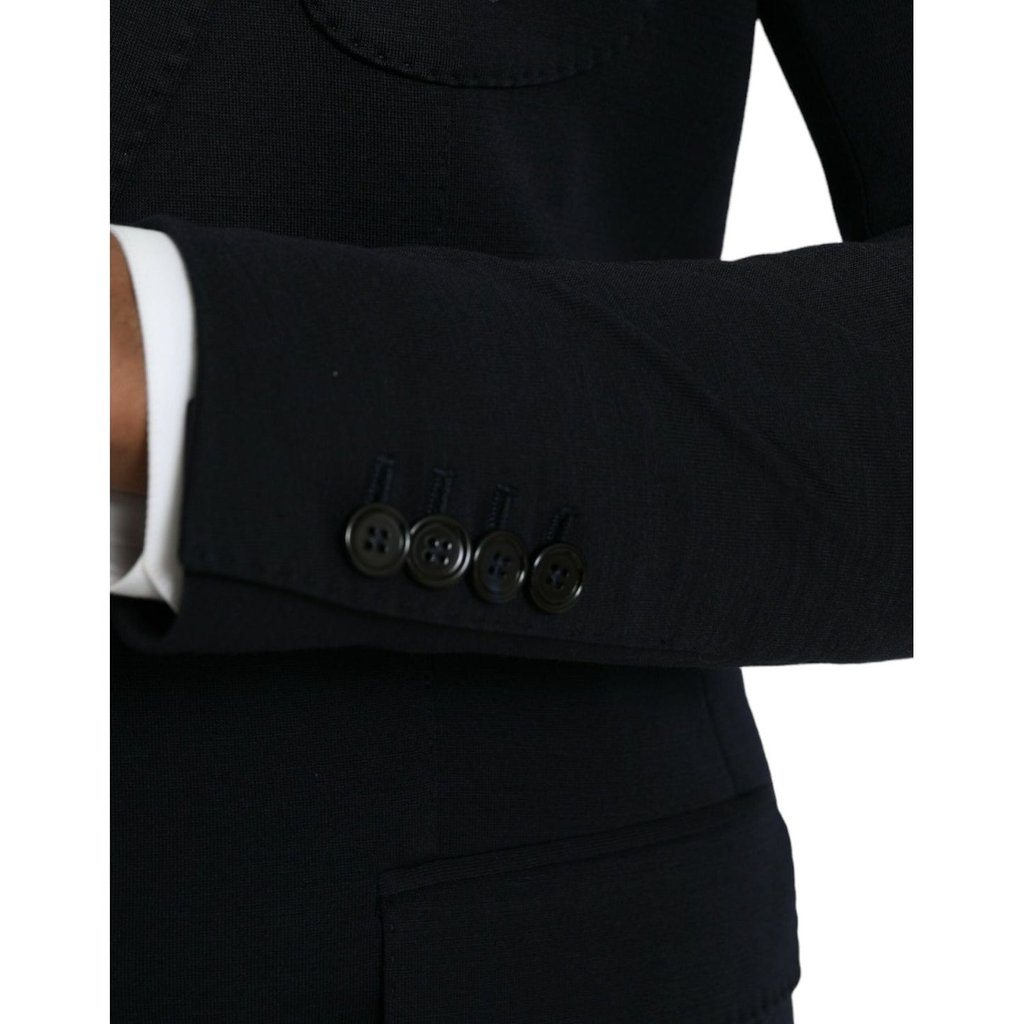 Dolce & Gabbana Black Wool Notch Single Breasted Coat Blazer JKT4041-50