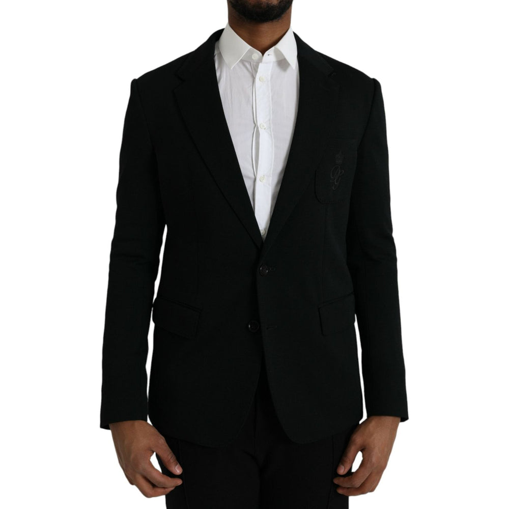 Dolce & Gabbana Black Wool Notch Single Breasted Coat Blazer JKT4042-50