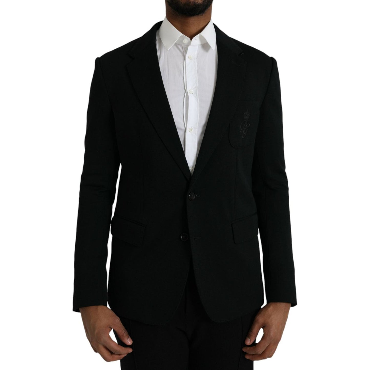 Dolce & Gabbana Black Wool Notch Single Breasted Coat Blazer JKT4042-50