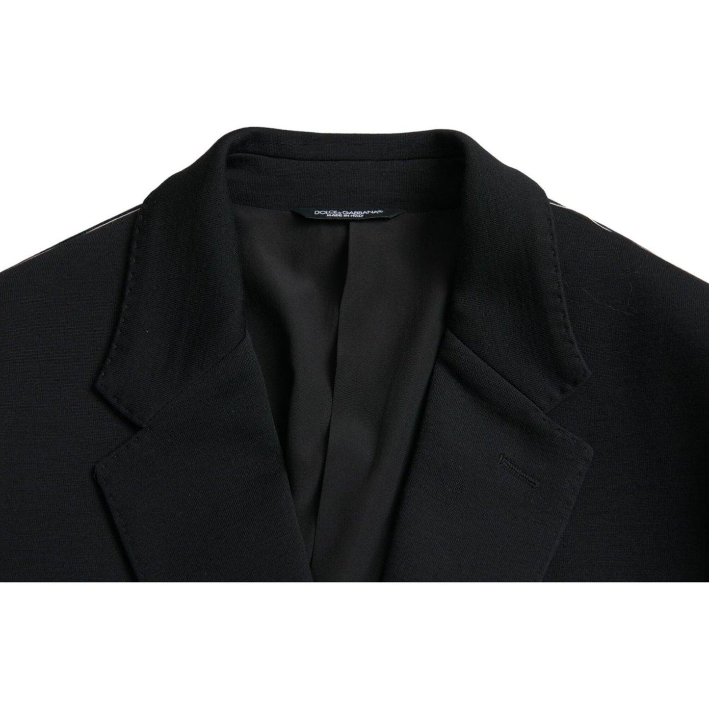 Dolce & Gabbana Black Wool Notch Single Breasted Coat Blazer JKT4042-50