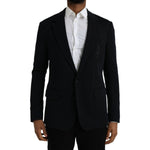 Dolce & Gabbana Black Wool Single Breasted Coat Blazer KOS2243-44
