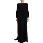 Dsquared² Black Long Sleeves Side Slit Floor Length Dress DR28534-40