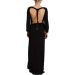 Dsquared² Black Long Sleeves Side Slit Floor Length Dress DR28534-40