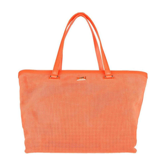 Cavalli Class Orange Calfskin Women Handbag Shoulder Bag