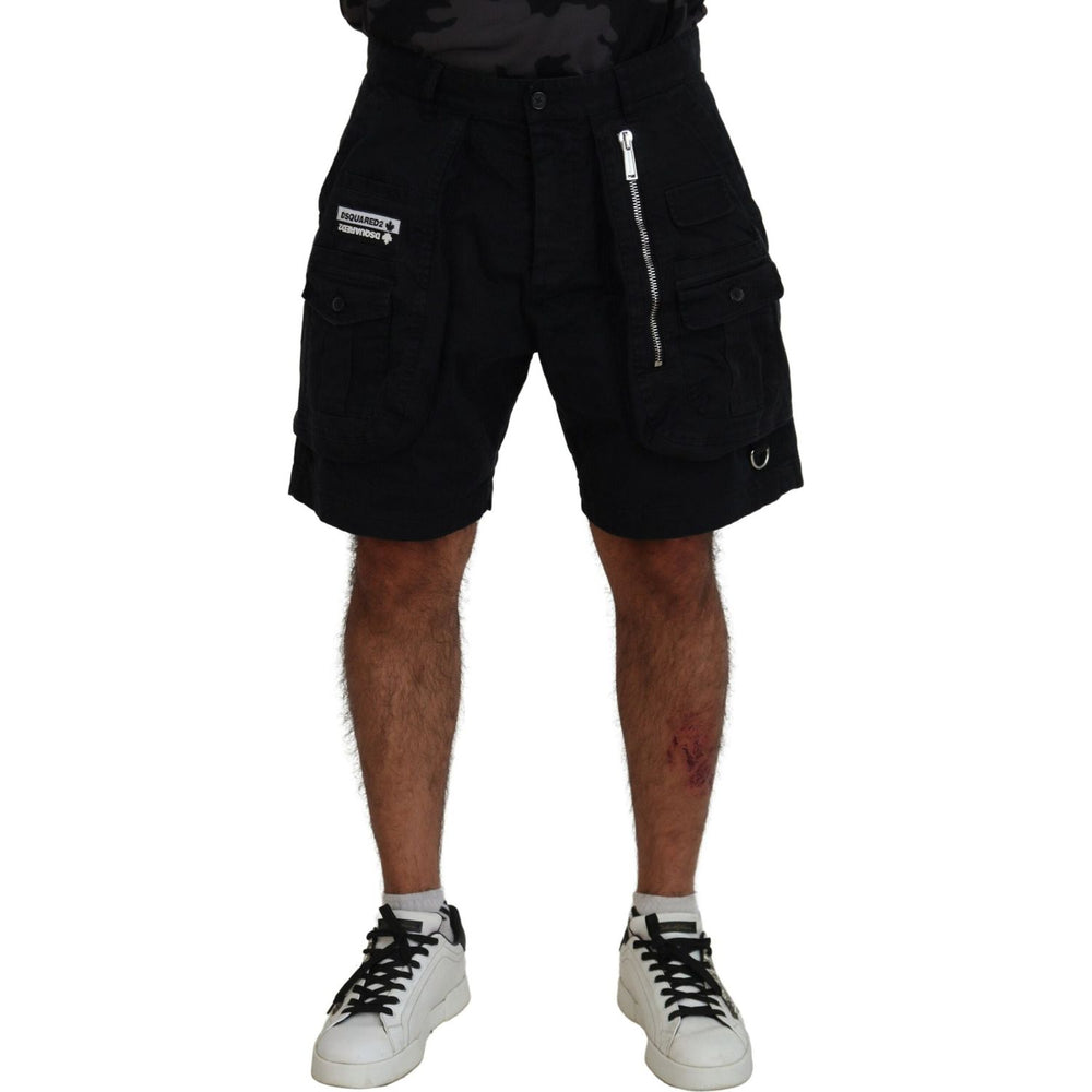 Dsquared² Black Cotton Cargo Boxer Above Knee Shorts PAN74464-48