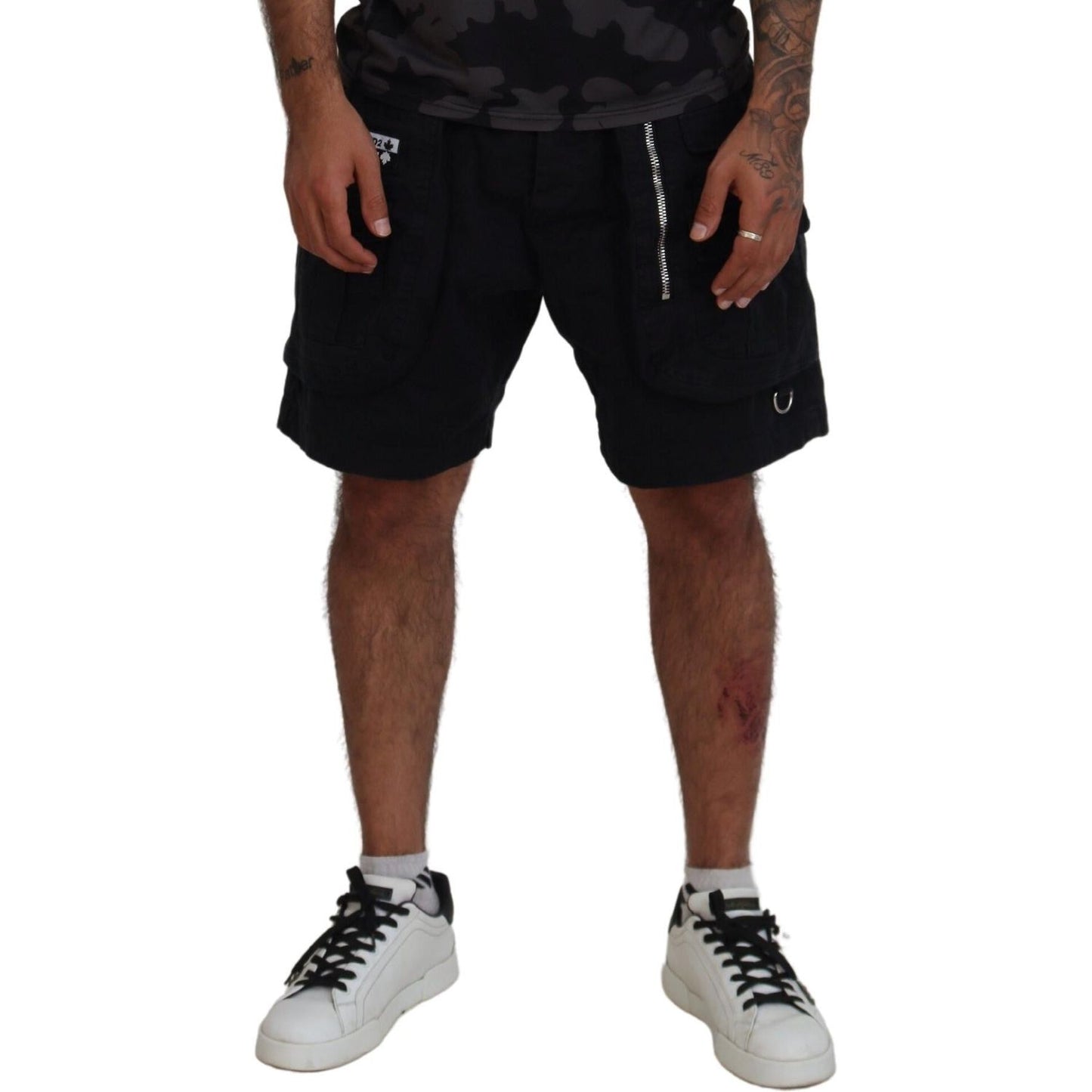 Dsquared² Black Cotton Cargo Boxer Above Knee Shorts PAN74464-48