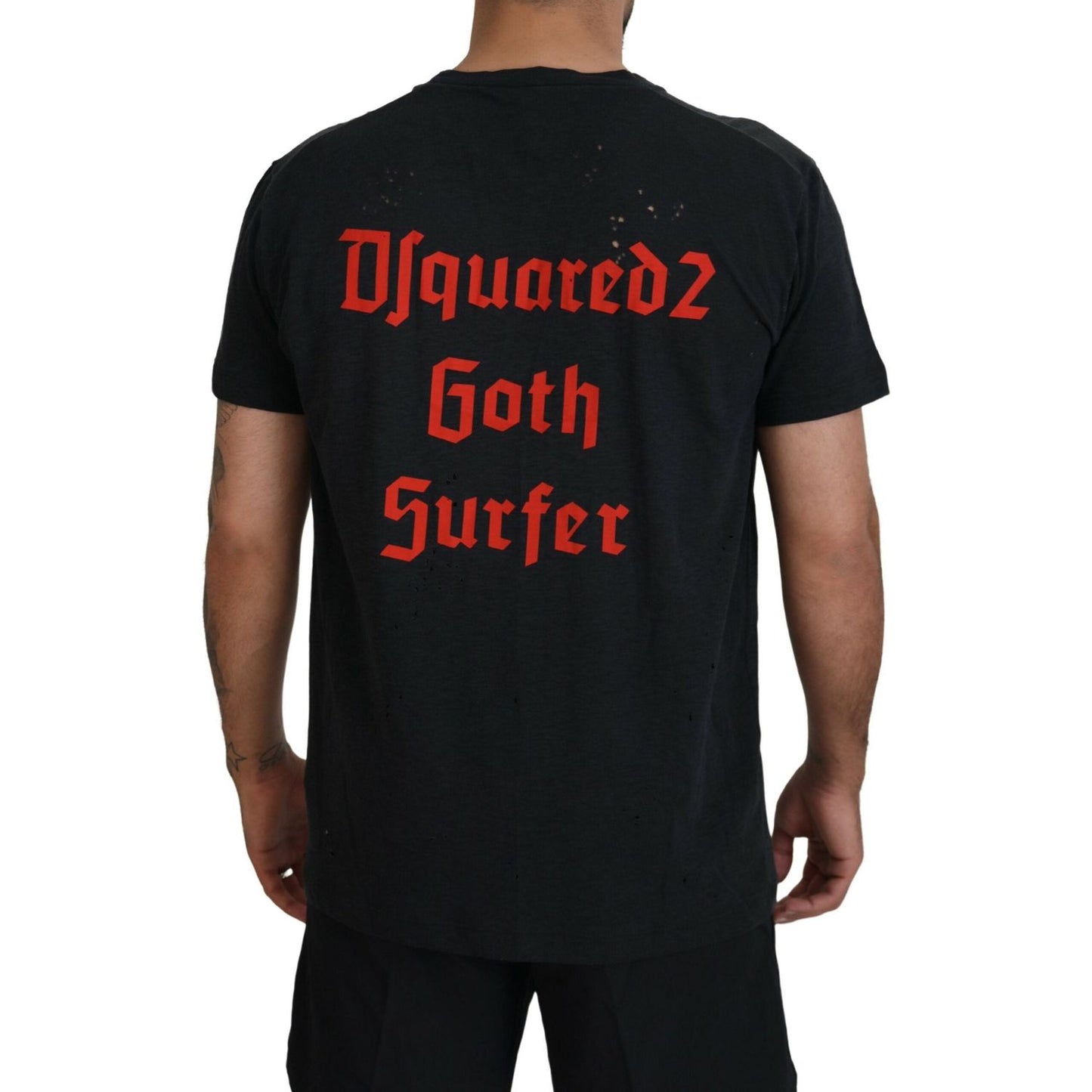 Dsquared² Black Chain Embellished Cotton Short Sleeve T-shirt THS83507-48