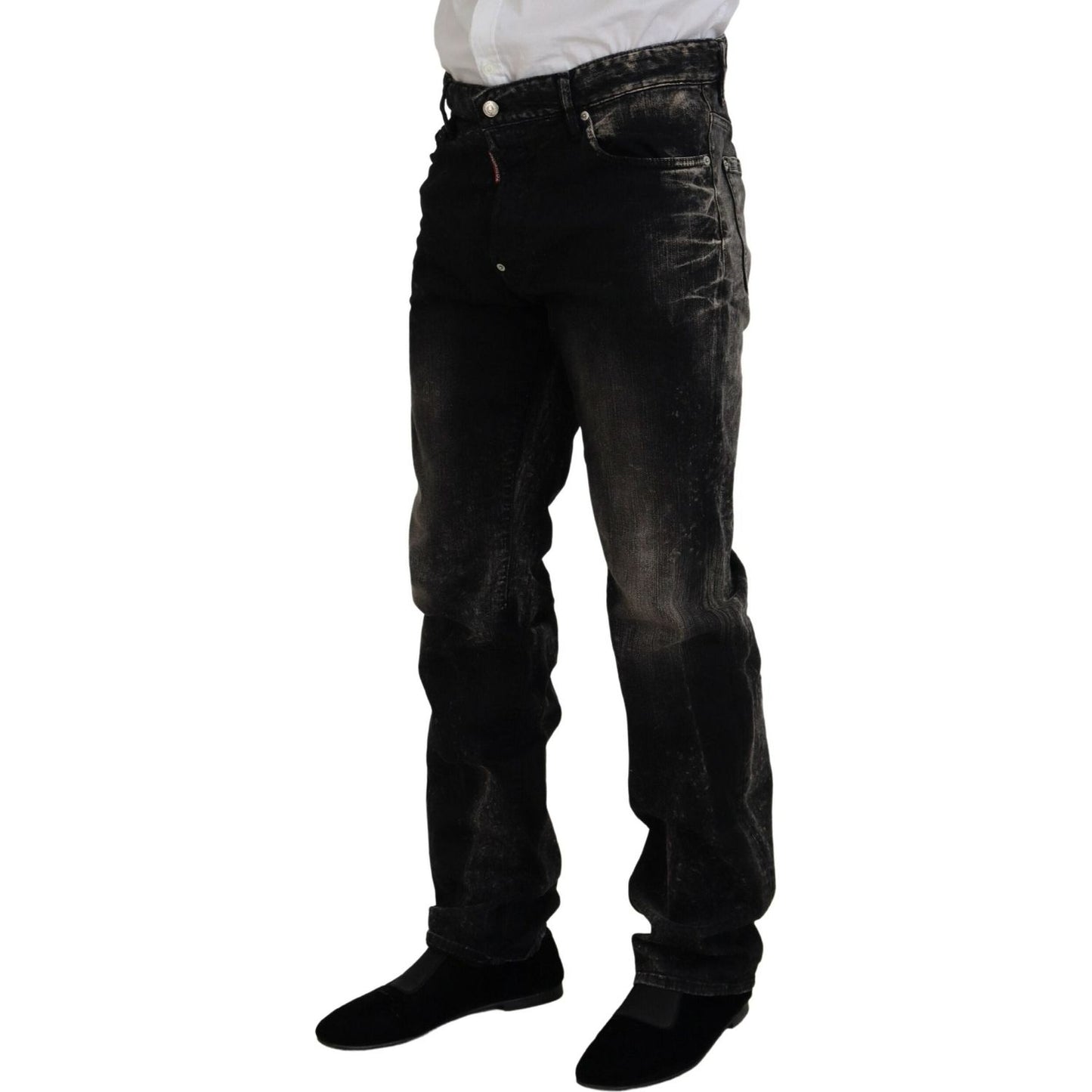 Dsquared² Black Washed Cotton Straight Fit Casual Denim Jeans PAN74440-48